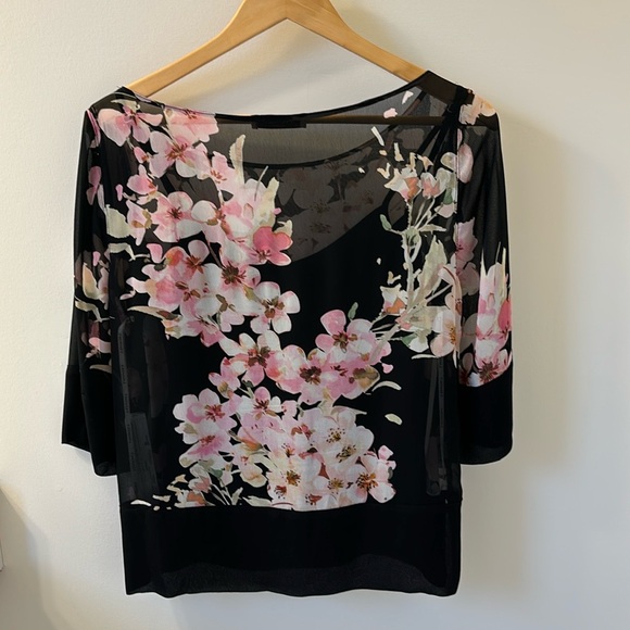 TWINSET Floral Sheer Top, Sz 42. - Picture 5 of 16